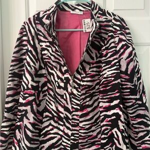 Susan Graver Zebra Print Jacket with Pink Interior